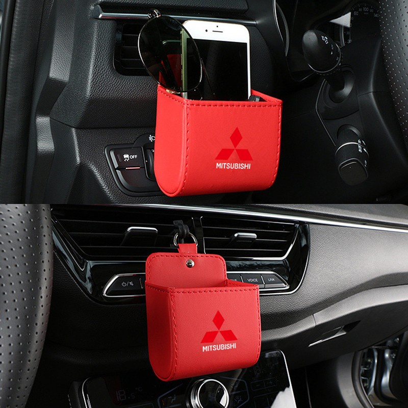 Kotak Penyimpanan Kacamata / Handphone / Kunci Bahan Kulit Untuk Ventilasi Ac Mobil Mitsubishi