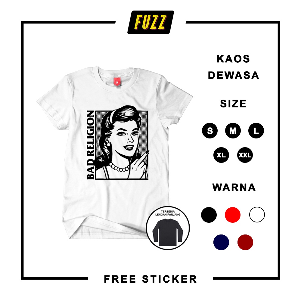 Kaos Pria Distro Bad Religion Kaos Band Punk Pria Wanita Premium Cotton Combed 30s Adem