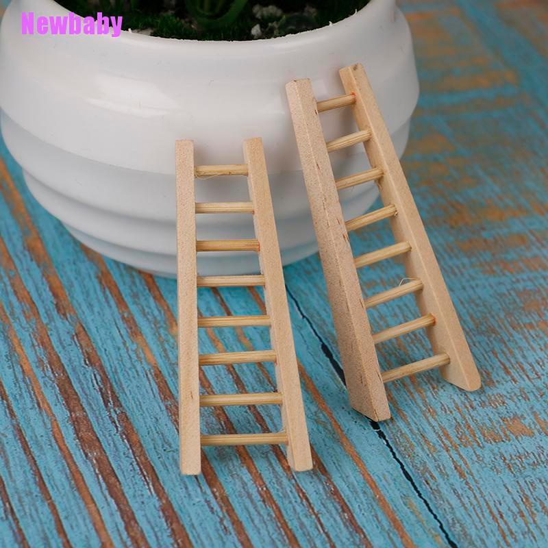 (Newbaby) 1pc Miniatur Tangga Kayu Untuk Dekorasi Taman Mini / Rumah Boneka DIY