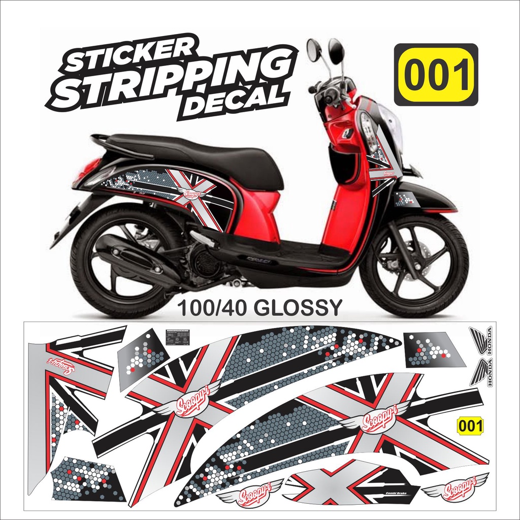 Sticker Decal Striping Scoopy fi injeksi 2016 Variasi Thailand GLOSSY Semua Ready packing aman