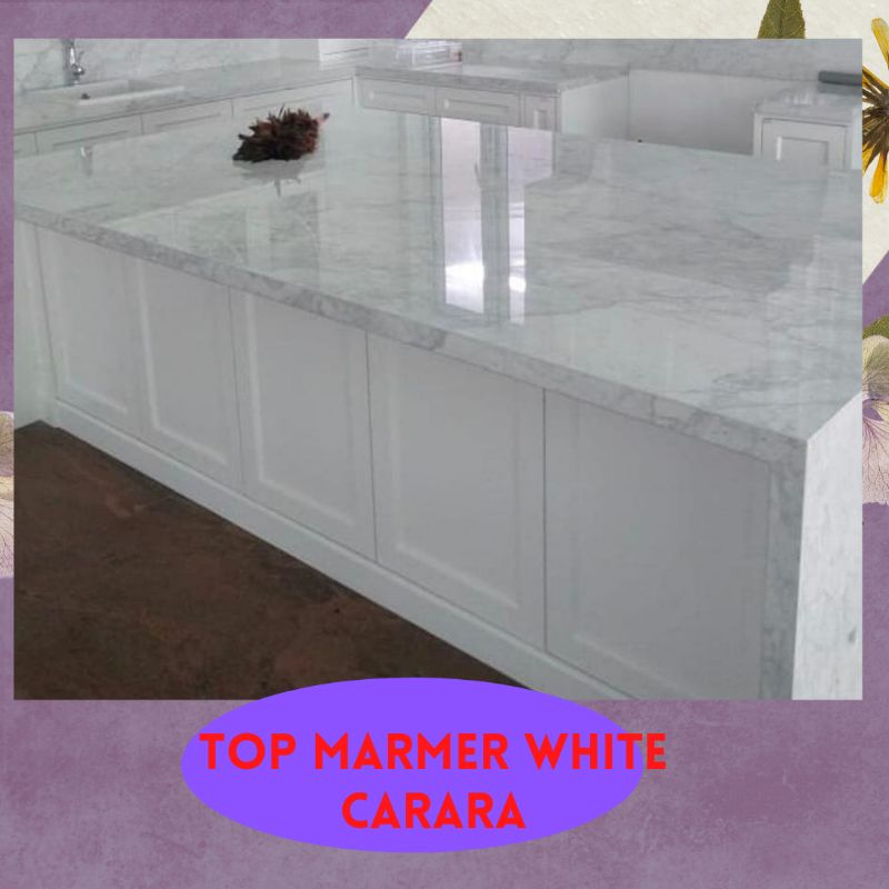 top table marmer white carara / top wastafel marmer