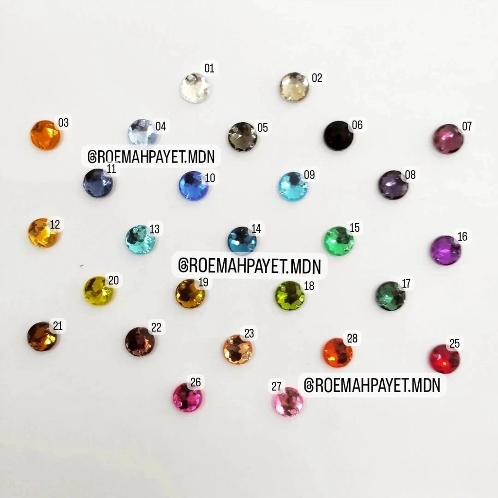 [1/2] (GRADE A) BATU / PAYET AKRILIK / PAYET KRISTAL JAHIT / RESIN TAIWAN : BULAT UK. 8 MM