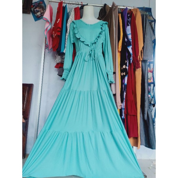 RD Baju Gamis Wanita Polos Canda Rempel Dada Untuk Remaja / Dewasa / Ibu Ibu Busui Terbaru Kekinian