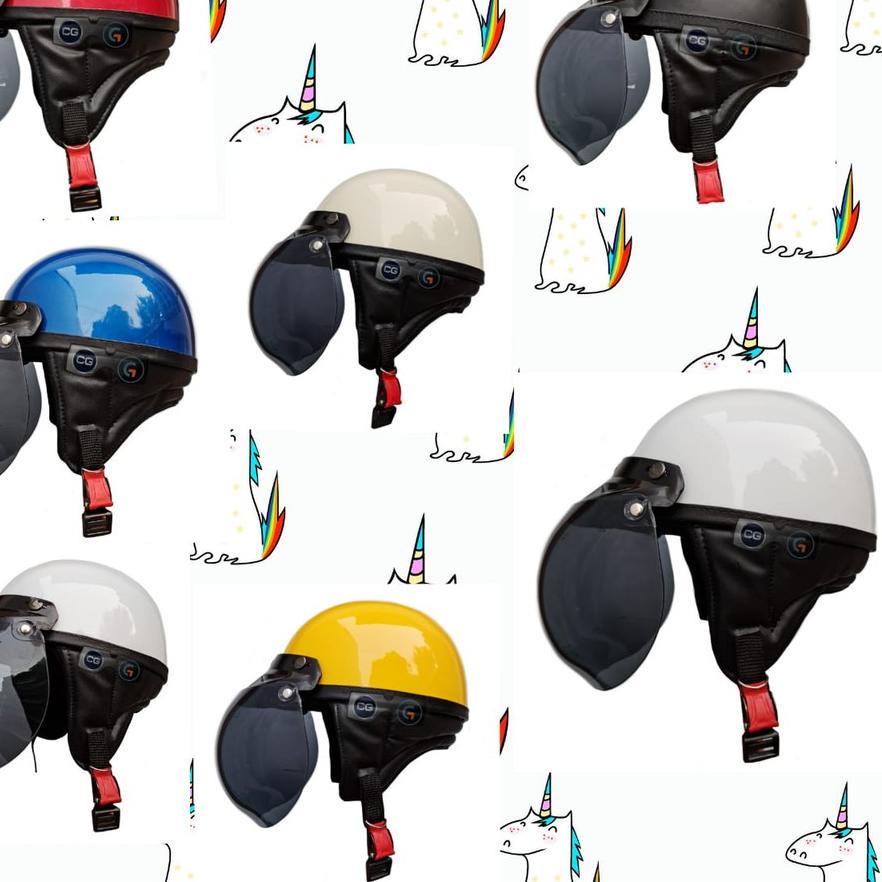 SALE|SQ25|HELM RETRO CHIPS CAT GLOS MERAH/KUNING/BIRU/CREAM/PUTIH/HITAM/HELM BOGO/HELM RETRO/HELM/HE