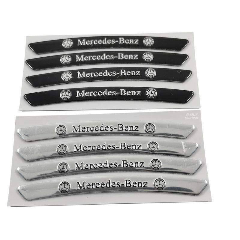 4pcs Stiker Emblem Logo Mercedes Benz Bahan Aluminum Untuk Dekorasi Velg Mobil