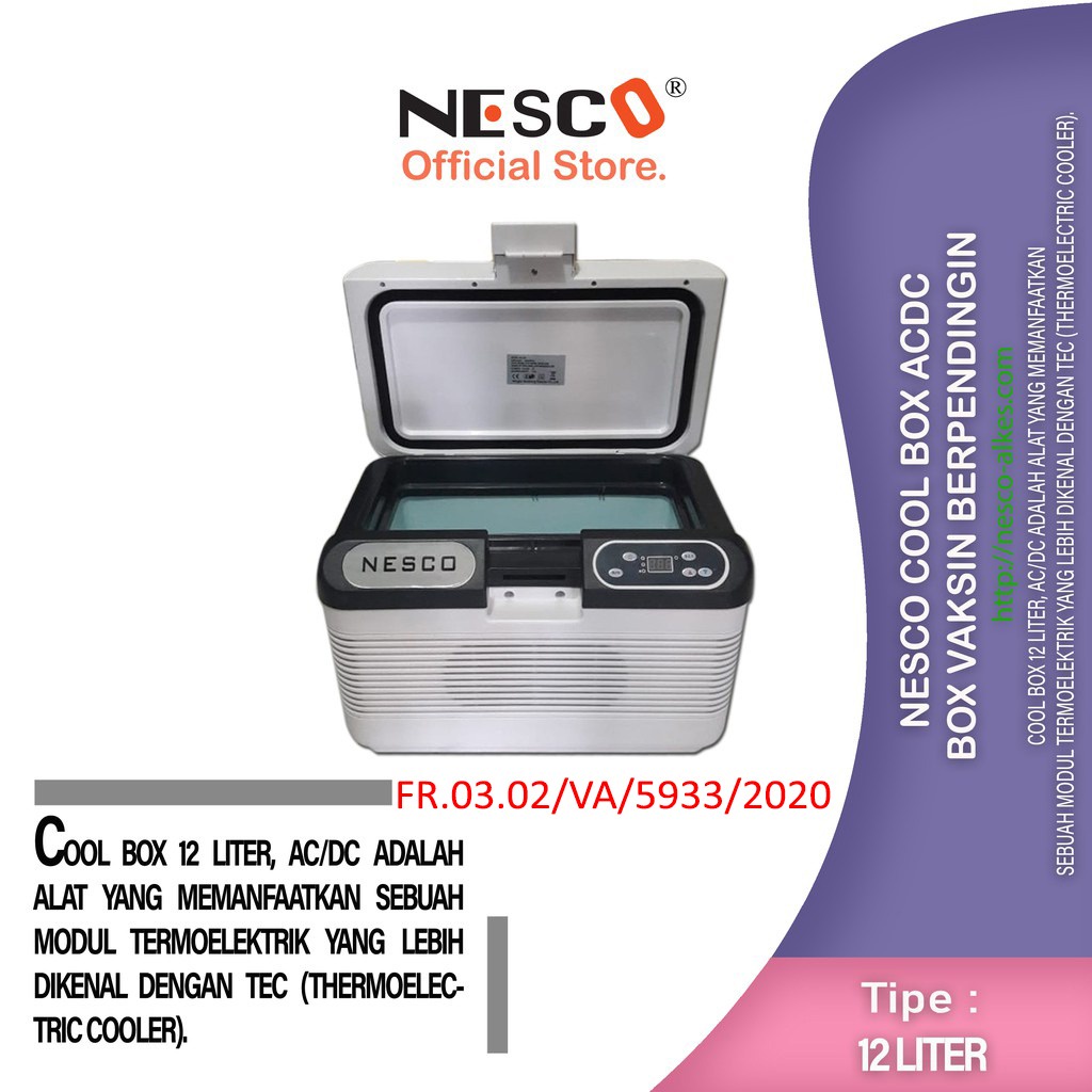 Nesco Cool Box ACDC / Box Vaksin PORTABLE, Suhu ADJUSTABLE