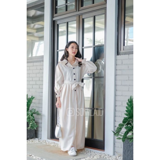 [SOMILA.ID] Salem Long Coat Outer Kekinian Vintage Chic Korean Hijab