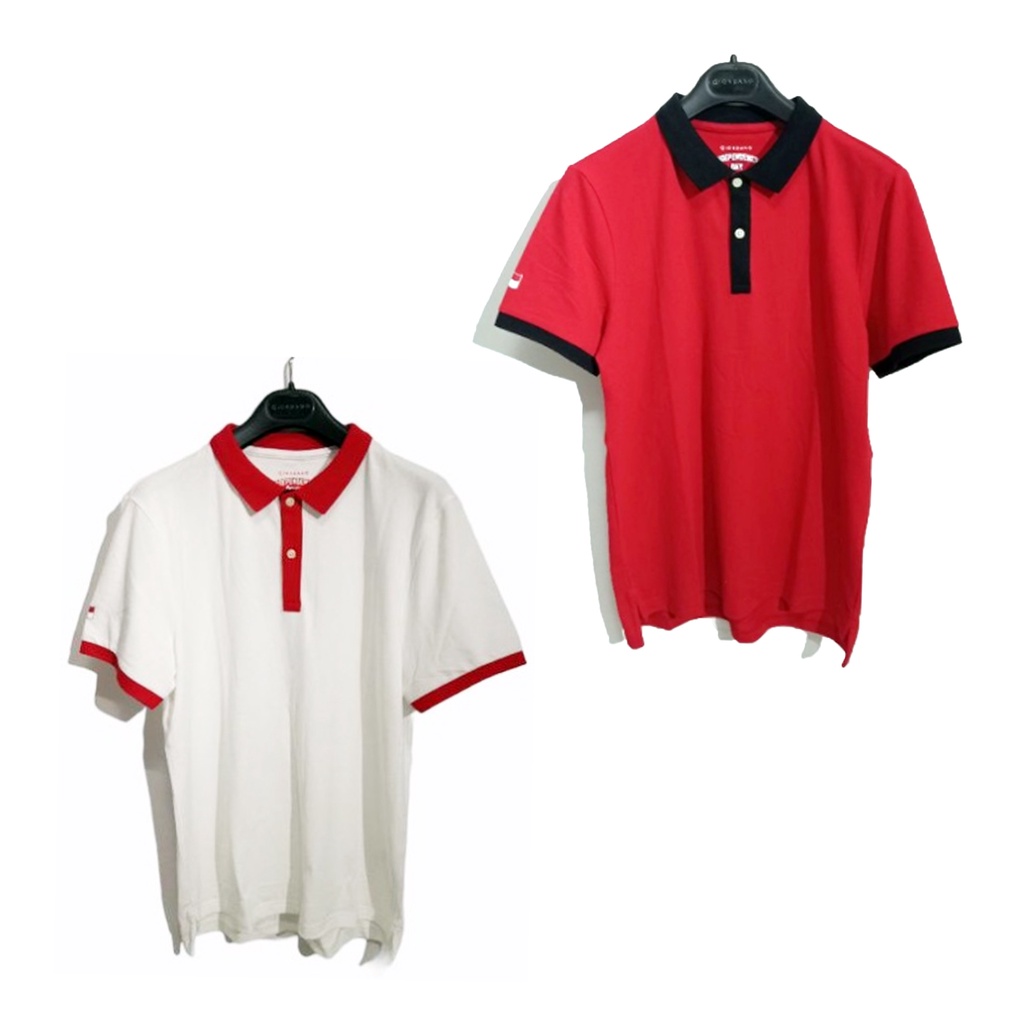 "BIG SALE" Kaos Polo Shirt Cowok Giordano Spesial Independence Day kemerdekaan original