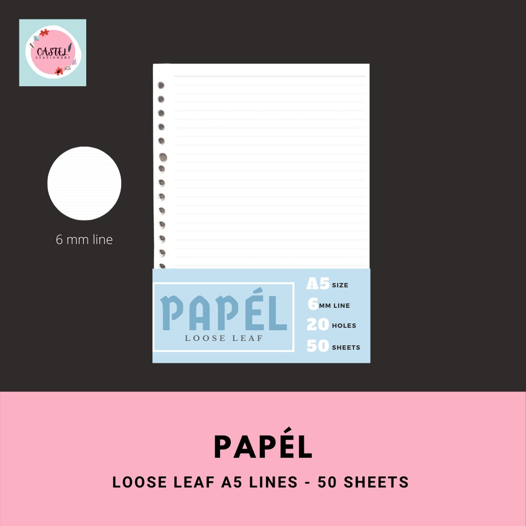 

Papel Loose Leaf Polos, Dot, Grid, Ruled A5 50 lembar