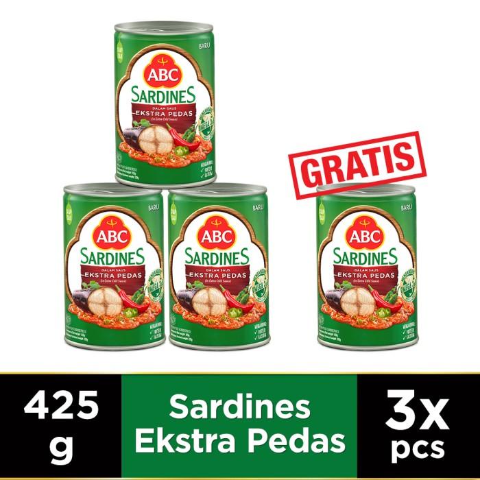 

Ikan Kaleng Abc Sarden Saus Extra Pedas 425 G - Buy 3 Pcs Get 1 Pcs Free