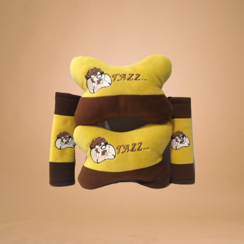 Bantal Mobil 2in1 Set Karakter Tazmania Bantal Mobil Set Karakter Tazmania Headrest Car Set Tazmania 2in1