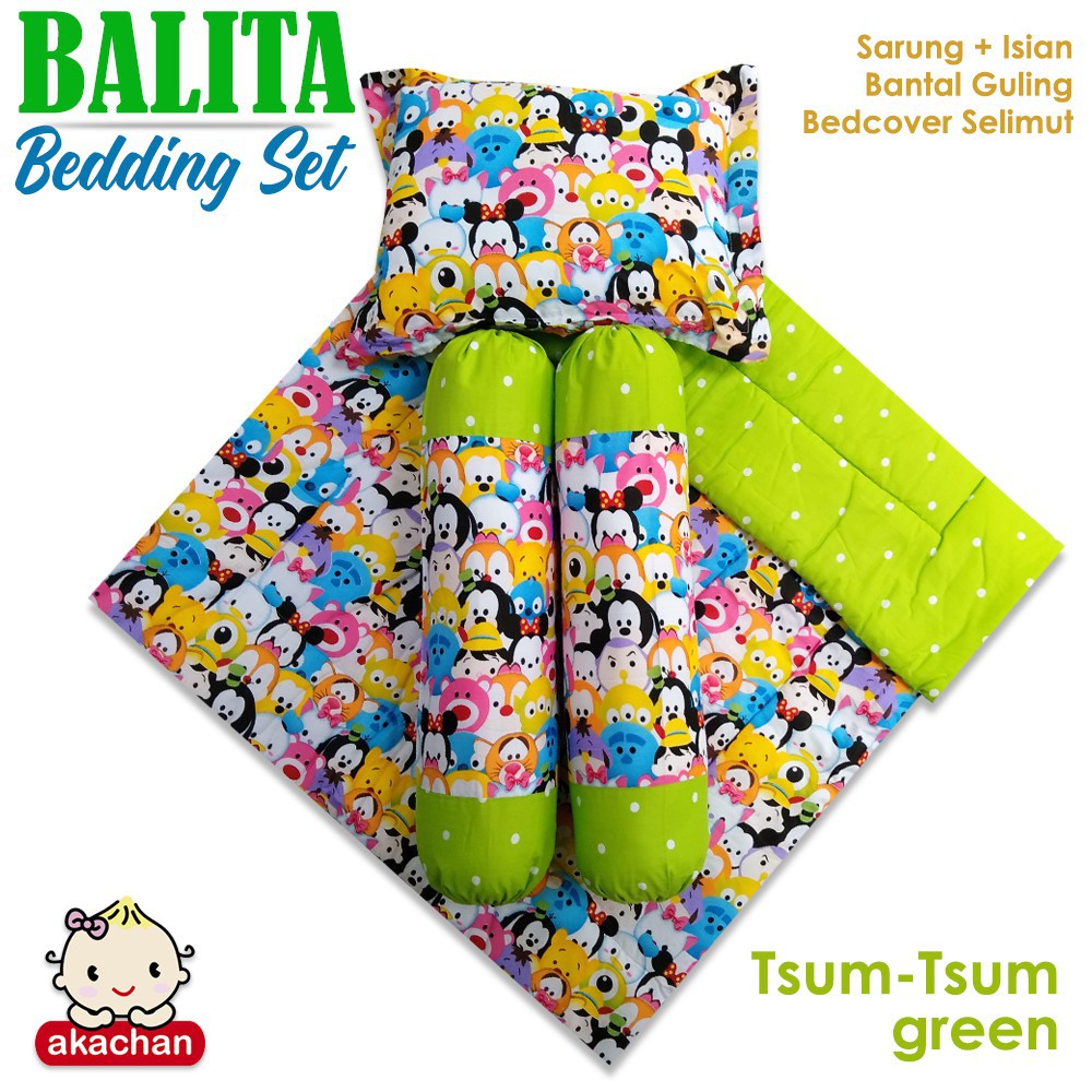 BALITA Bedding SET Bed Set Toddler Bedcover Selimut Bantal Cover Guling Alas Tidur td akachan