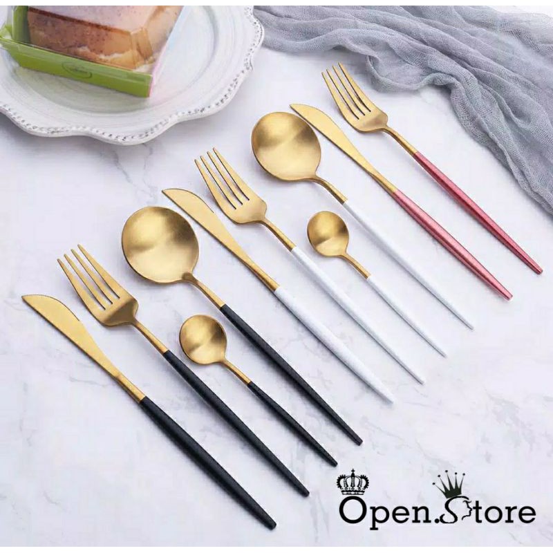 Ready Stock!!! Set Alat Makan Tebal Western Cutlery Alat Makan Mewah Eropa - Garpu Sendok Pisau Stainless Steel 304 [HQ]