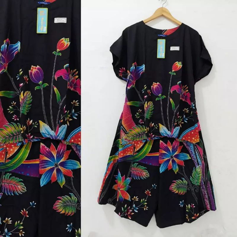 DASTER 1 STEL CELANA MAXI LL WANITA JUMBO LD 140 CM STELAN BABYDOLL ORIGINAL BATIK KENACAN UNGU LABE