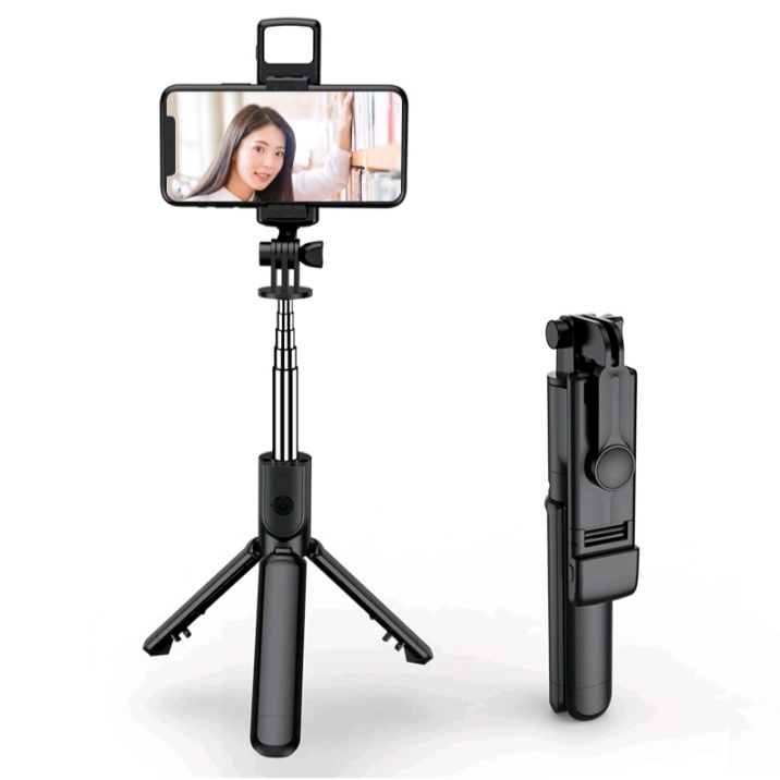 Selfie Stick Tongsis Tripod Remote Shutter Bluetooth 3in1 S03 S LED / Tongsis Bluetooth S LED Plus Remote Shutter &amp; Tripod