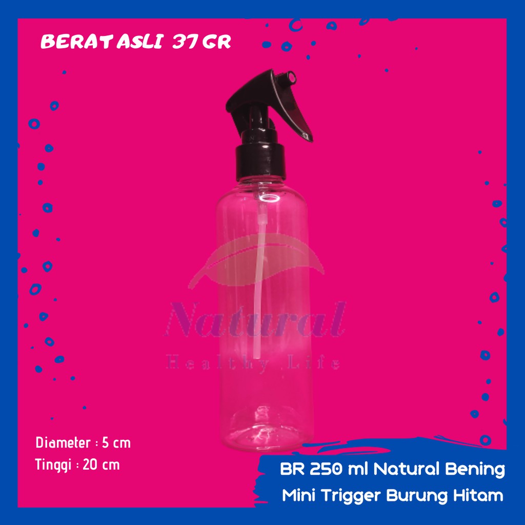 Botol 250ml BR Natural Bening DW Mini Trigger Burungg Spray N 24 Bahan PET