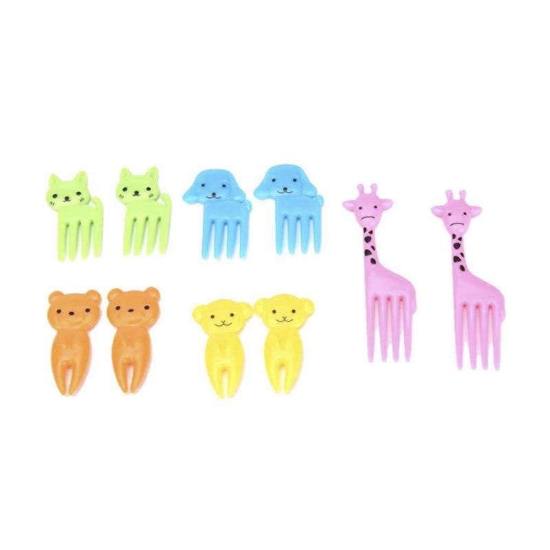 10pcs Animal Fruit Fork Mini Cartoon Children Snack Cake Dessert