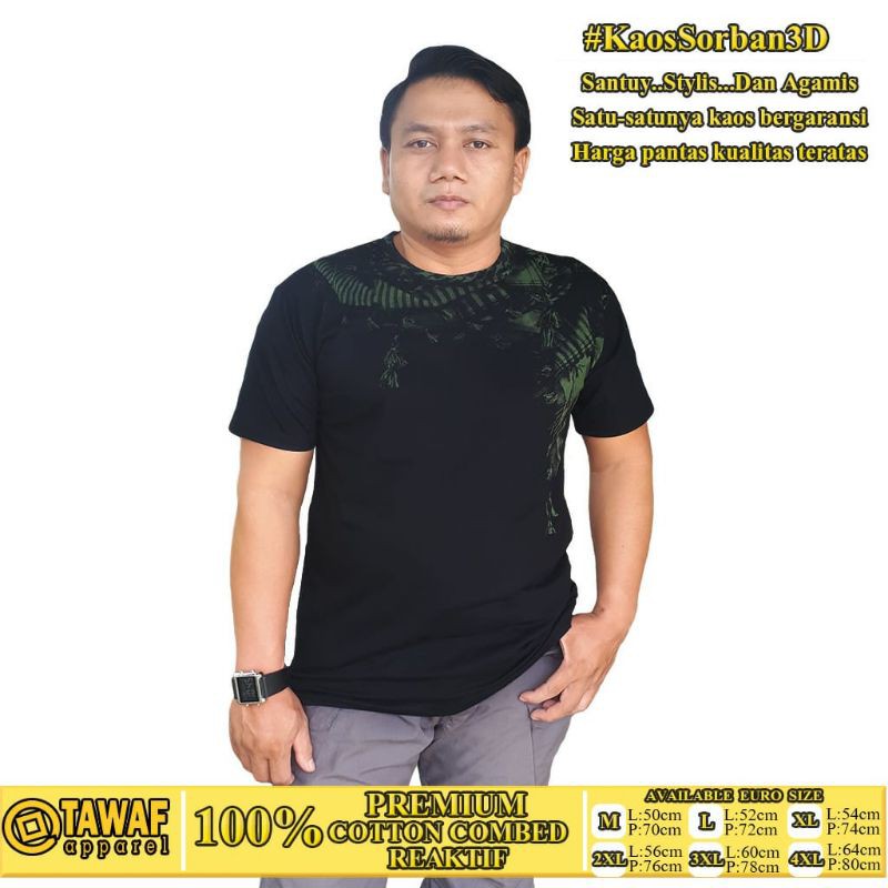 Kaos Sorban 3D Motif Sorban Depan Belakang