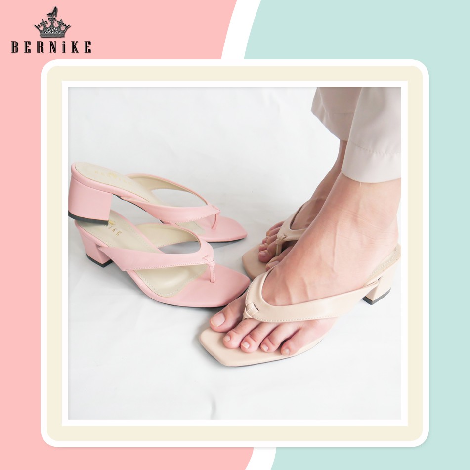 Bernike Shoes - Claudia Sepatu Sandal Wanita Jepit Hak Tahu 5 cm 36-43