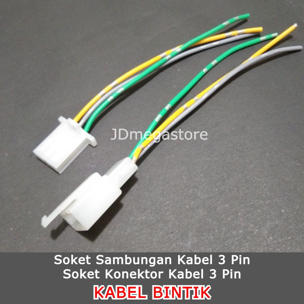 (Grosir/COD) Soket Sambungan Kabel 3 Pin / Soket Konektor Kabel 3 Pin - KABEL BINTIK