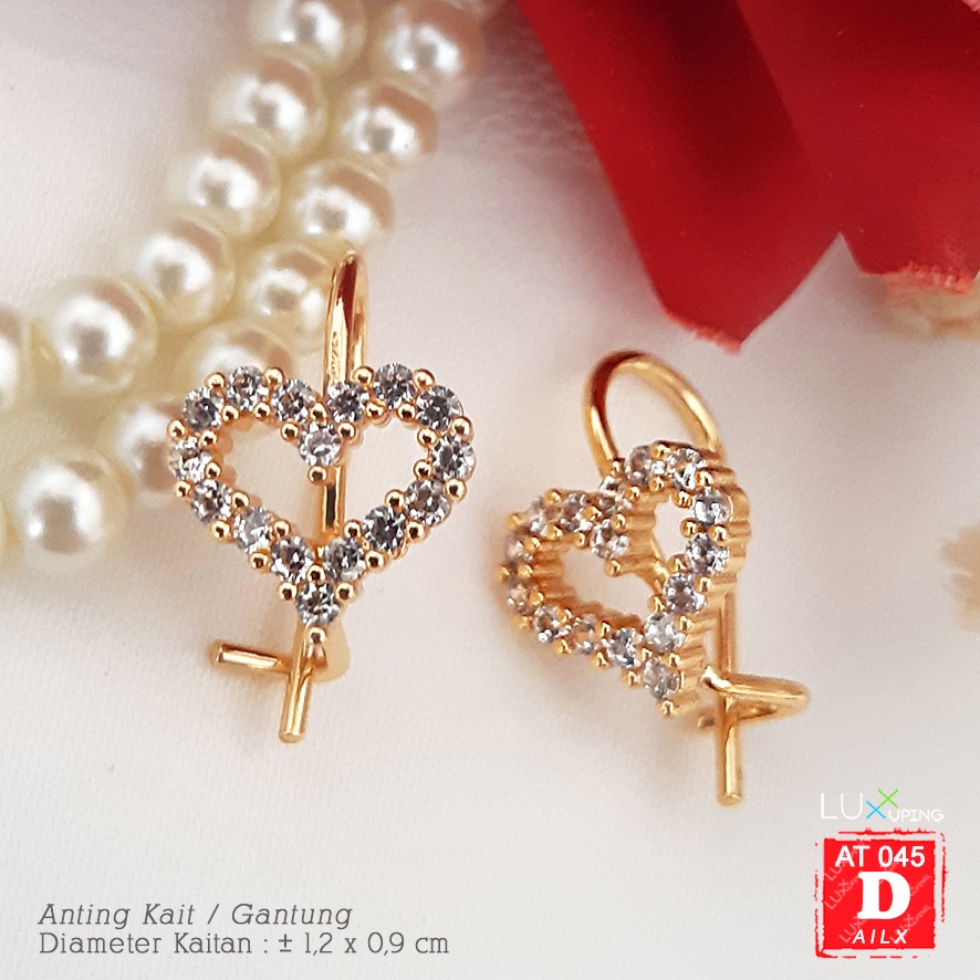 AT 045 Anting Desi Bunga Love Perhiasan Lapis Emas 18K Anting Xuping Merk Yaxiya Luxx Xuping