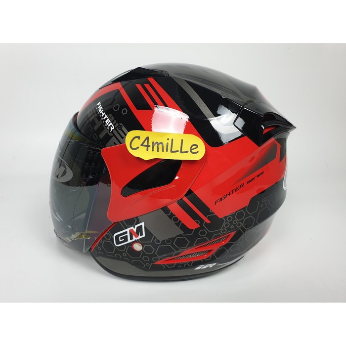 CMS36HELM GM FIGHTER 911 RED SILVER HALF FACE