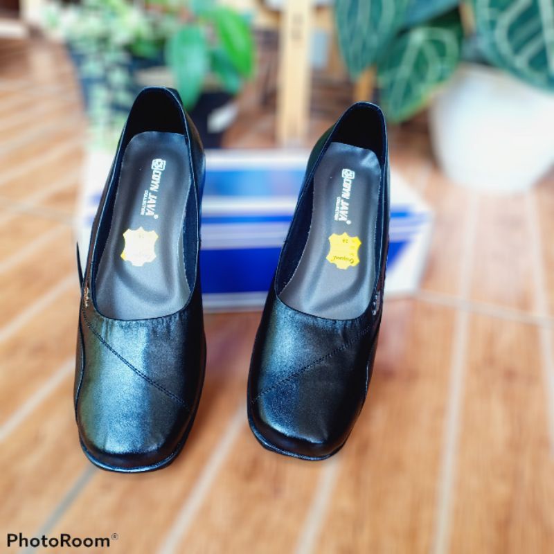 SEPATU KERJA CEWEK PANTOFEL FLAT HITAM TREPES ASLI CANTIK PREMIUM PANTOFEL KULIT