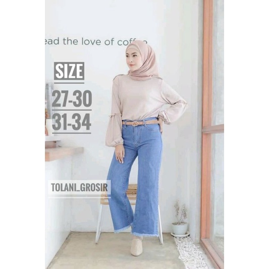 kulot Jeans rawis//celana kulot jeans//boyfriend kulot rawis//kulot bahan tebal