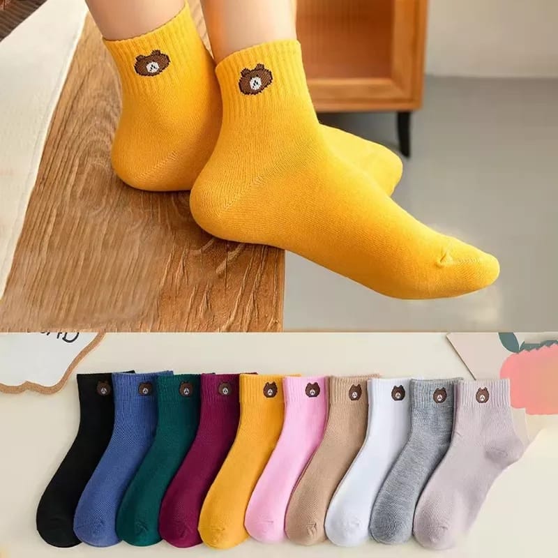 Kaos Kaki Diatas Mata Kaki Brownie Unisex Pria Wanita Kaos Kaki Polos Beruang Bear Ankle Socks Model Terbaru Kekinian Anak Muda Kaus Kaki Korea Retro