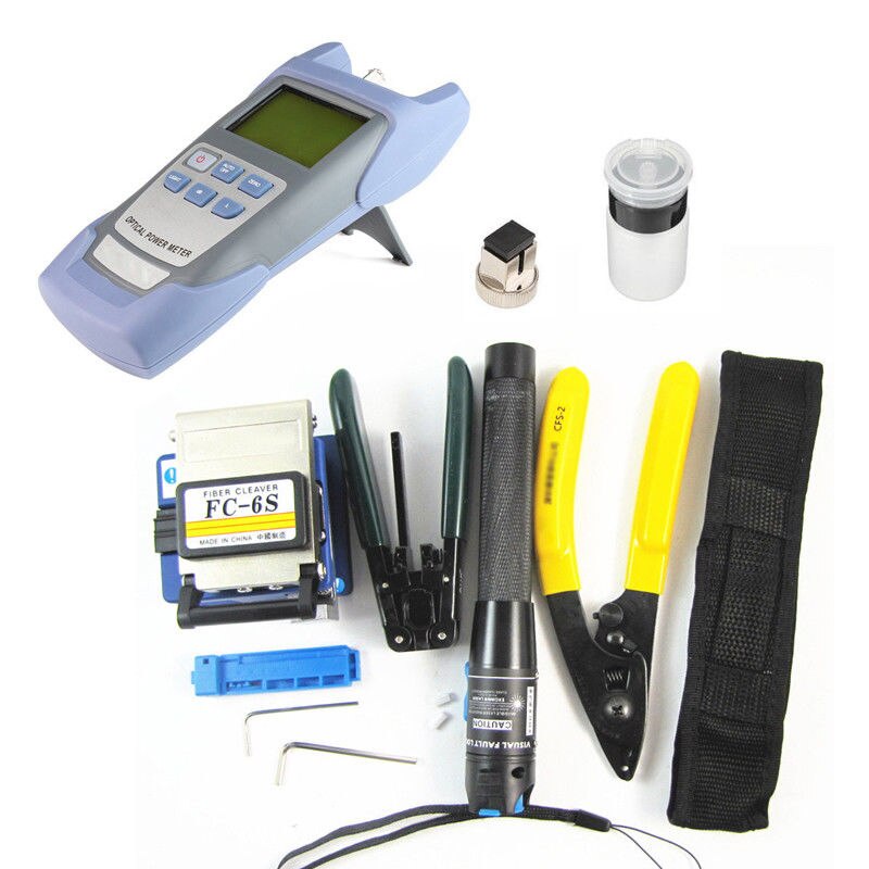 FTTH fiber optic tool kit FC-6S Fiber Cleaver Optical Power Meter 10km Visual Fault Locator Stripper