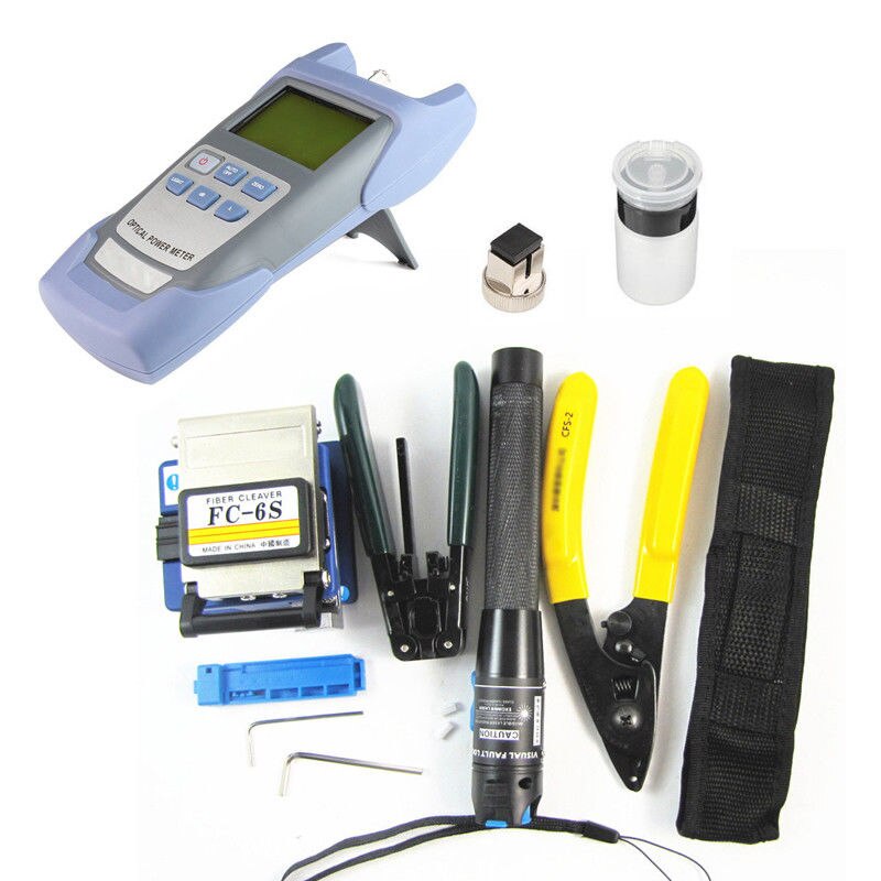 FTTH fiber optic tool kit FC-6S Fiber Cleaver Optical Power Meter 10km Visual Fault Locator Stripper