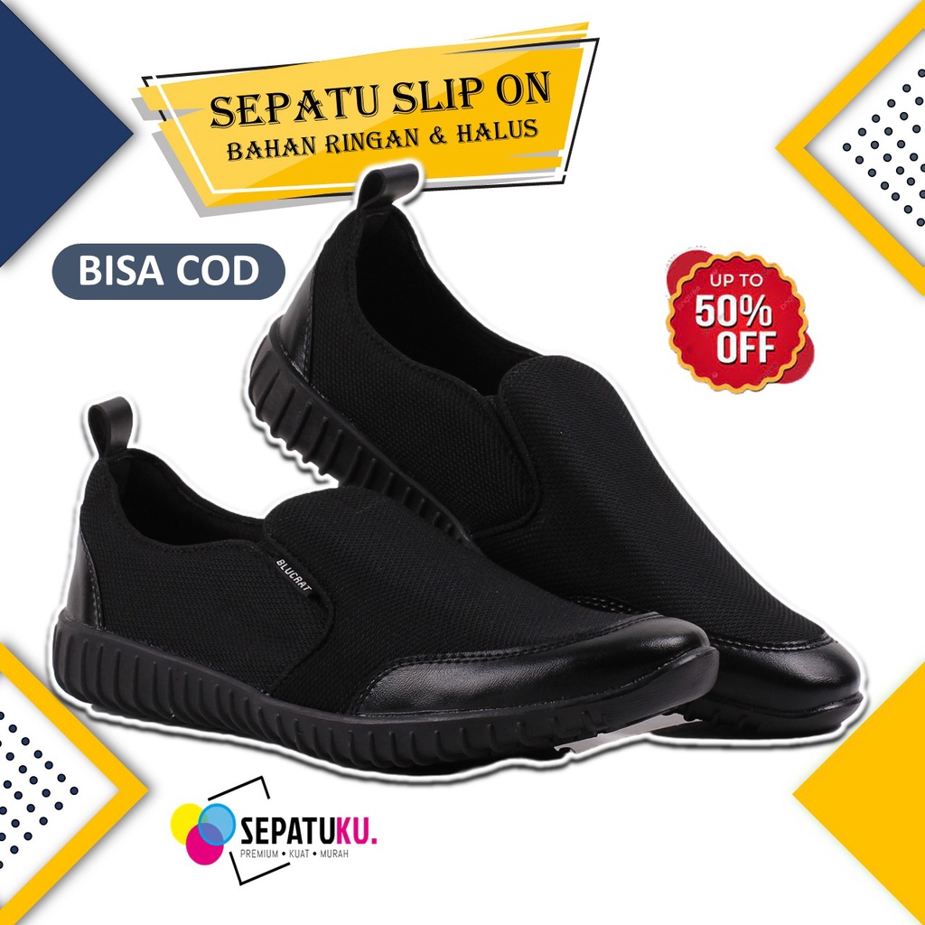 Sepatu Slip On Casual Pria Keren Sepatu Olahraga Sport Running Pria Murah Spatu Slip On Cowok Pria Spatu Original 100% - Frieza-4
