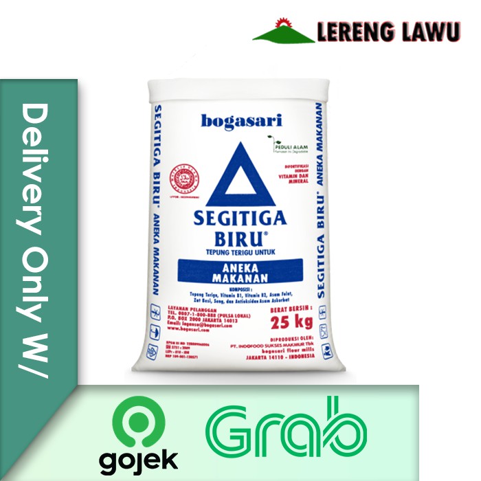 

Tepung Terigu Segitiga Biru 25kg (zak) Delivery Only w/ Grab/Gojek