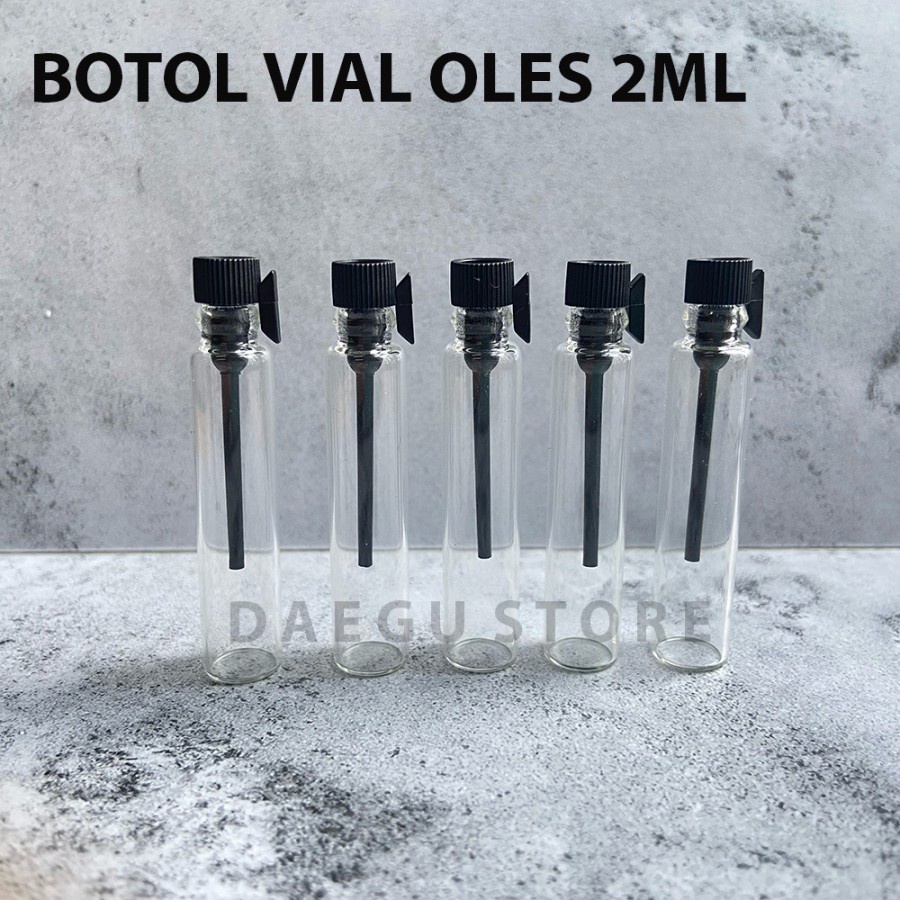 Vial 2ml Botol Kaca Tester Sample Parfum Hitam Model Stick Botol Lidi