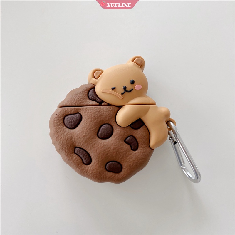 Casing soft case Silikon Motif Kartun cookie bear Untuk AirPods 1 / 2 pro