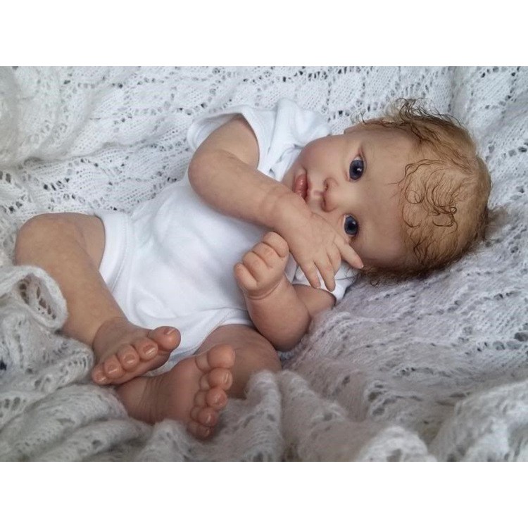 Boneka Lucu 22 pulgadas suave vinilo Reborn Baby Doll Kit molde con cuerpo de tela realista bebé