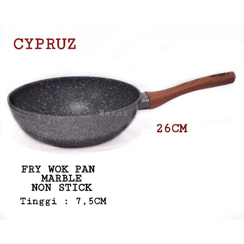 Wajan Penggorengan Anti Lengket Marble Fry Wok Pan Non Stick