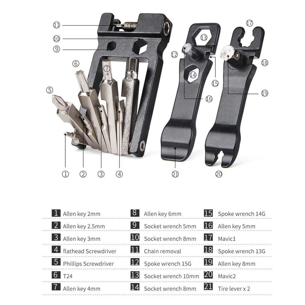 Lanfy Alat Perbaikan Sepeda Portable 19in1 Hex Spoke MTB Lipat Aluminium alloy Bike Multi-Tool