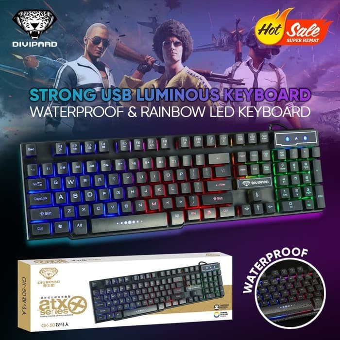 Keyboard Gaming Divipard GK-50 Rainbow LED (Gaming Keyboard Divipard)