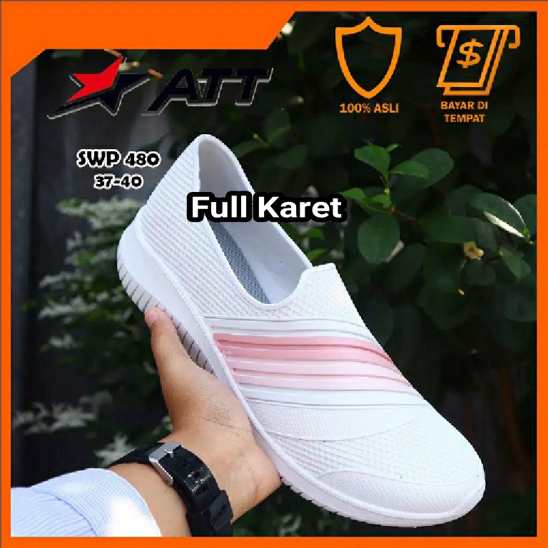 (COD) TERMURAH Sepatu Karet Wanita Santai Slip On ATT SWP 480