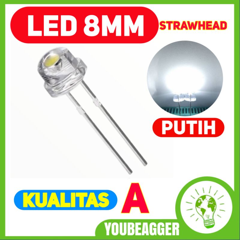 LED 5mm STRAWHEAD putih cocok untuk lampu emergency