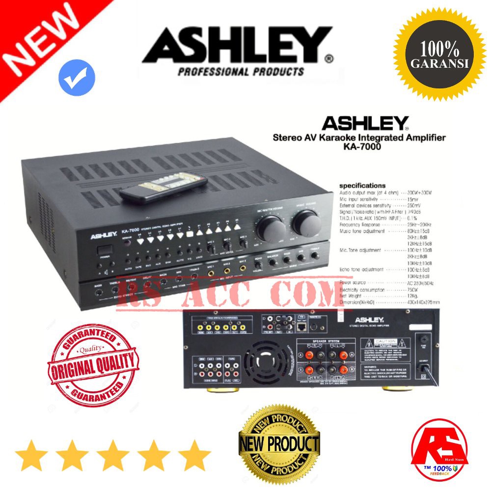 Jual POWER AMPLIFIER SPEAKER ASHLEY KA7000 ORIGINAL STEREO AV KARAOKE