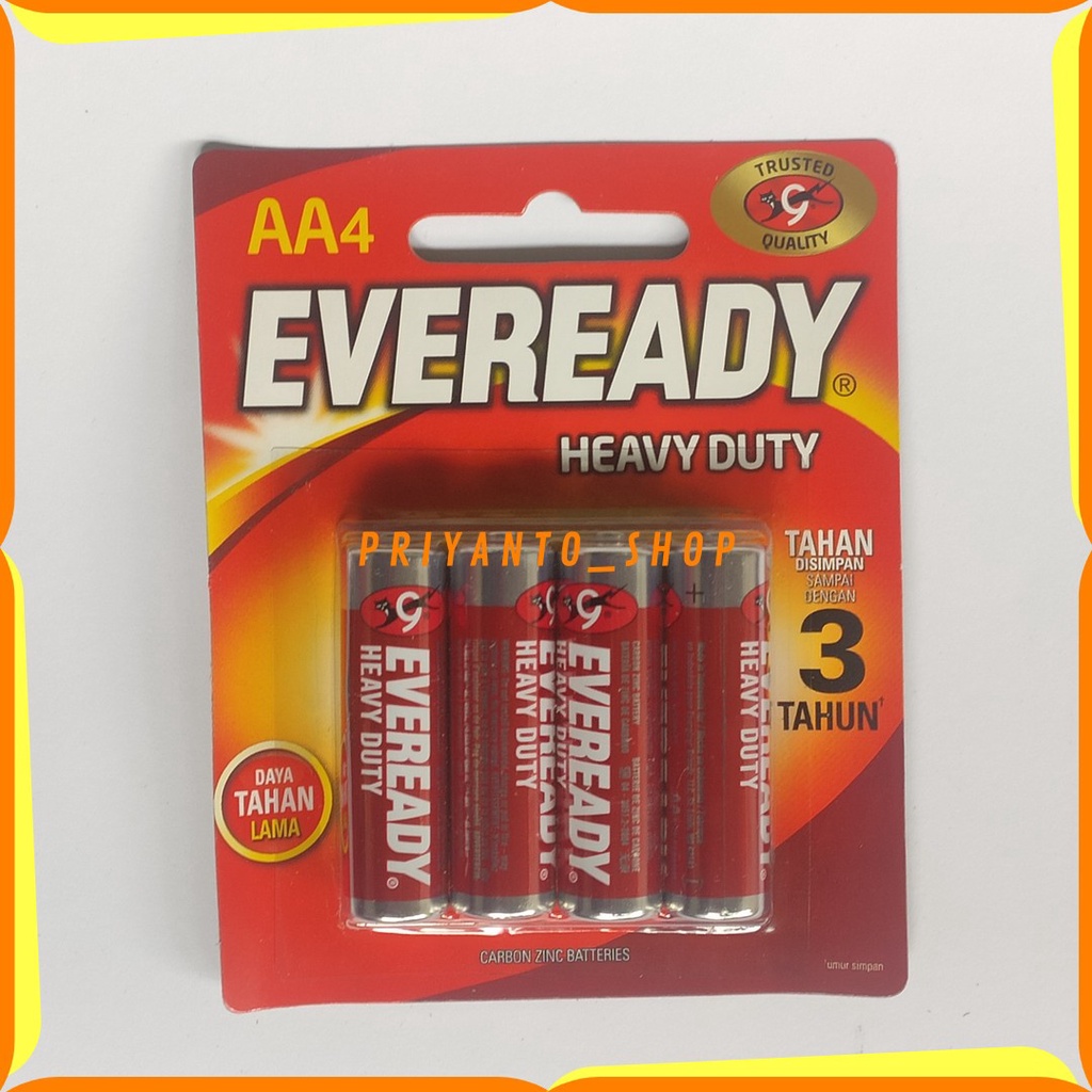 TERBAIK BATERAI EVEREADY A2 HEAVY DUTY A2 AA ASLI ISI 4 TAHAN LAMA ORIGINAL