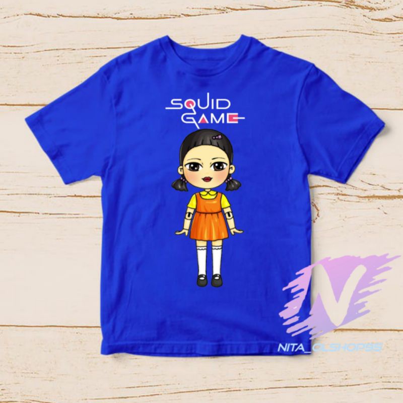 kaos squid game boneka squid game karakter baju anak