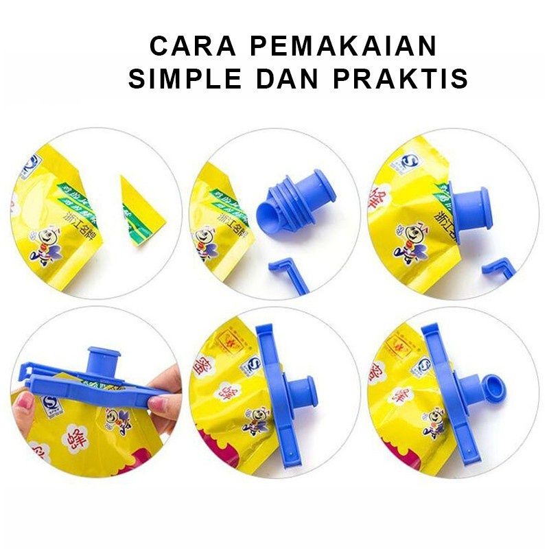 Klip Segel Plastik Penutup Makanan dengan Corong / Penjepit Kemasan Bungkus Makanan Ringan Bumbu Dapur Jepitan Cemilan Snack