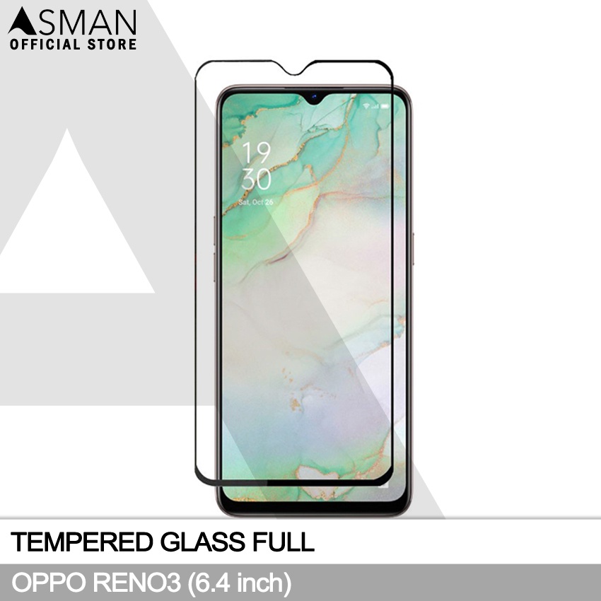 Tempered Glass Full OPPO Reno3 (6.4&quot;) | Anti Gores Kaca - Hitam