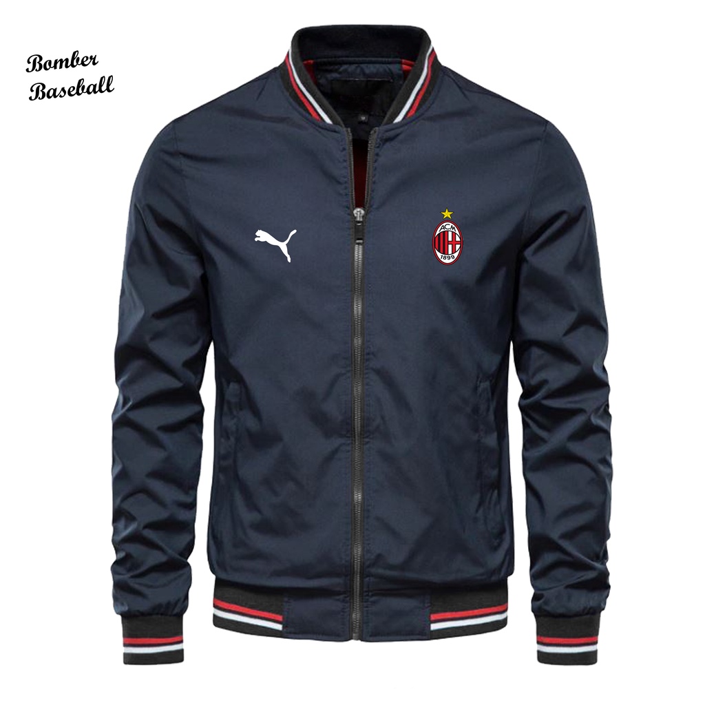 PROMO HARGA  Jaket Baseball Pria Ac milan terbaru 2022 / Jaket Pria Motor keren termurah terlaris