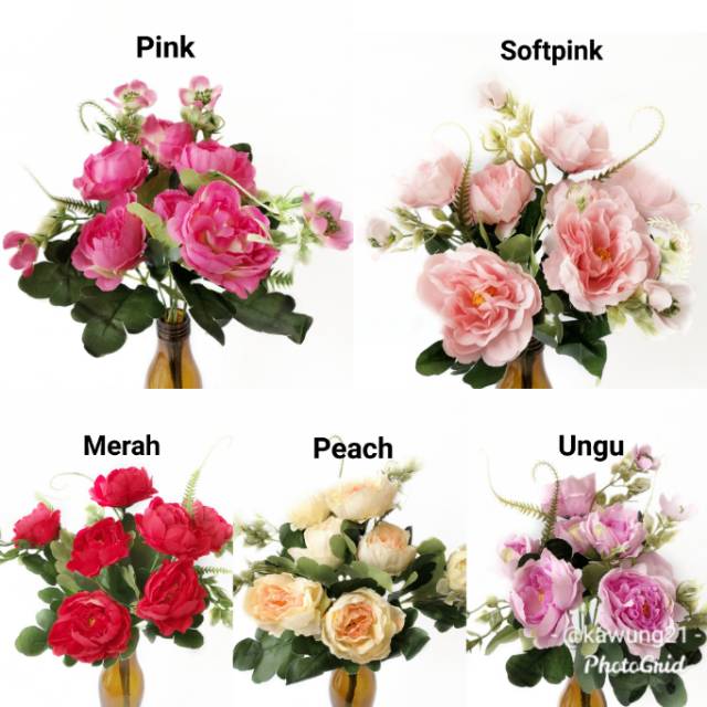 AF27 Bunga Mawar Peony Artificial Dekorasi Rumah Buket Wedding