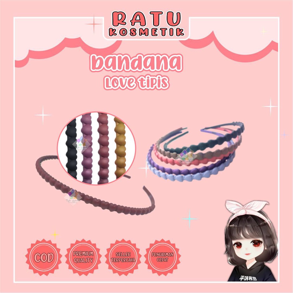 ❤ RATU ❤ Bando Mutiara Bunga | Bandana Scrunchie Kerut | Hitam Polos Wanita Korea Viral