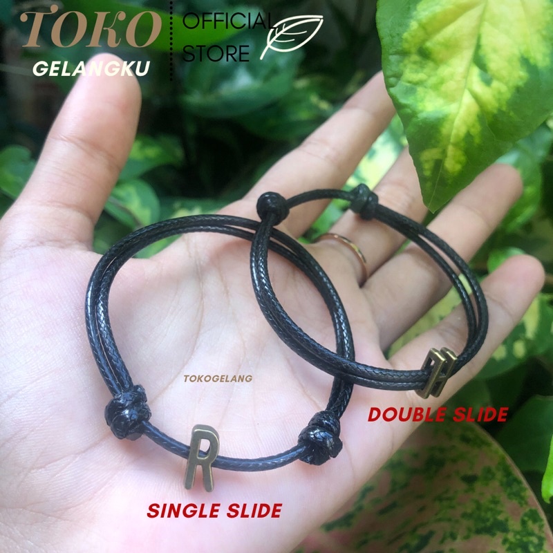 (A-Z) GELANG BRONZE VINTAGE PREMIUM ( BELI 10 FREE 1 GELANG POLOS ) / Gelang Tali Huruf Inisial Pria Wanita / Gelang Couple Sahabat Pacar / Bracelet initial Abjad